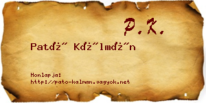 Pató Kálmán névjegykártya